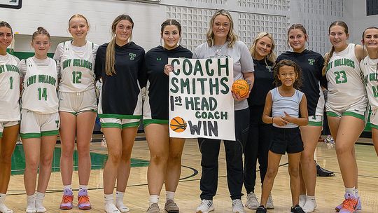 Tioga girls secure first basketball win